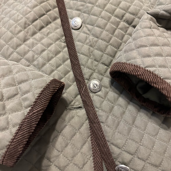 Charter Club Olive Green Quilted w/Brown Corduroy-trim Jacket Petite - Picture 6 of 9